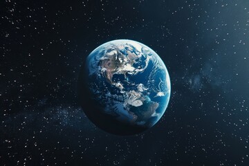 Fototapeta premium Earth planet viewed from space, 3d render of planet Earth