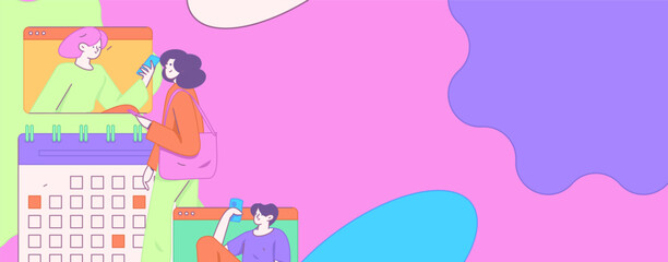 Flat vector illustration of business people operating work scene
