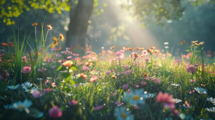 Fototapeta premium Fresh flowered meadow