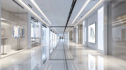 Obraz premium Modern department store hallway. Bright and luxury mall interior.