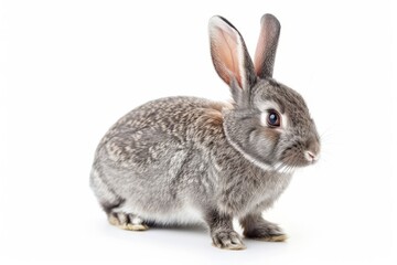 Grey rabbit on white background