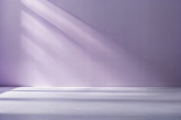 Light Lilac Blur: A minimalist Light Lilac blurred background with gentle shadows on the floor and wall, perfect for product display.
