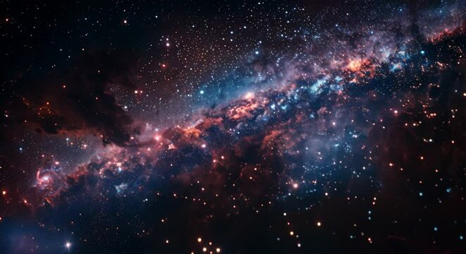 A galaxy with a bright orange center and a dark blue background