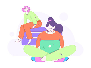 Flat vector illustration of business people operating work scene
