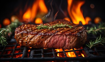 Beef steak on the grill