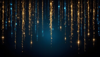 Background of abstract glitter lights, bokeh, blurred. blue, gold, and black. de focused. banner background.