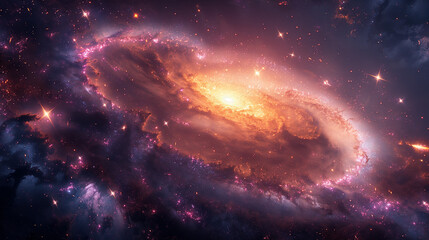 Naklejka premium Galactic Spiral Symphony. Spiral galaxy with vibrant colors