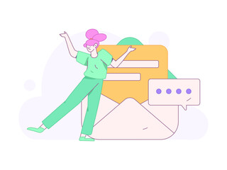 Flat vector illustration of business people operating work scene
