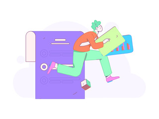 Flat vector illustration of business people operating work scene
