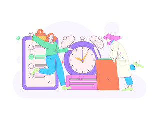 Flat vector illustration of business people operating work scene
