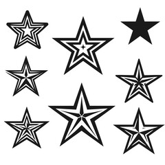 Vector silhouette of a Stars set isolated on white background