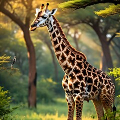 Fototapeta premium looking at the giraffe bird in the forest