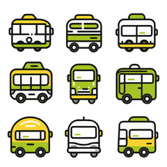 Outline icon set of Cute Transportation