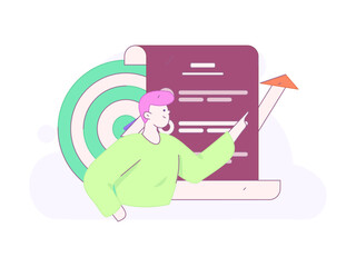 Flat vector illustration of business people operating work scene
