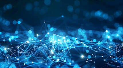 Abstract digital network connection blue background 3D rendering. 