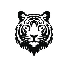 Detailed Black and White Tiger Face Art - Perfect for Wildlife and Nature Themes