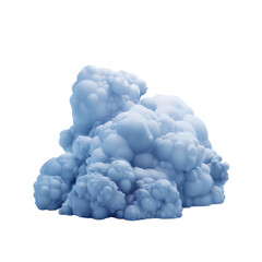 Abstract blue cloud-like formation with soft, rounded shapes, resembling bubbles clustered together on a white background.