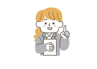 説明をしているビジネスウーマンのイラスト