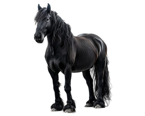 Fototapeta premium Black Friesian Horse on a transparent background PNG