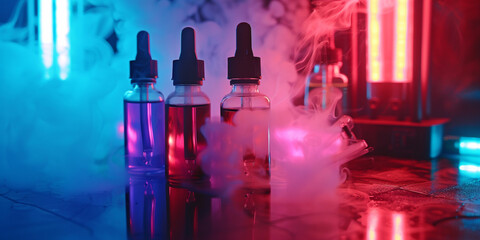 Eyedron cigarette bubbles on a dark background with colored smoke