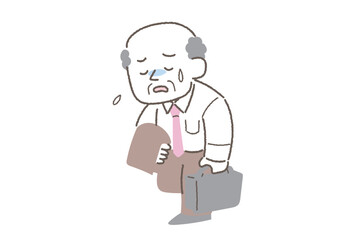 つらそうに歩いている中年のビジネスマンのイラスト