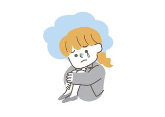 落ち込んでいるビジネスウーマンのシンプルなイラスト