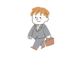 出勤している男性のビジネスパーソンのイラスト