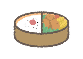 シンプルな唐揚げ弁当のイラスト