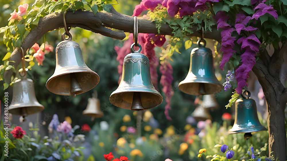 Wall mural bell in the garden