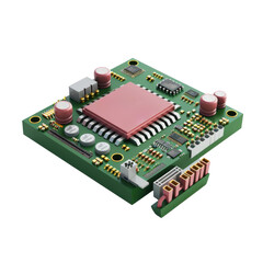 Close-up of an electronic circuit board with various components, showcasing intricate design and technology. Ideal for technology-related projects.