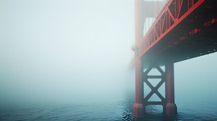 Defocused Golden Gate Bridge in Foggy Landscape with Ample Copy Space