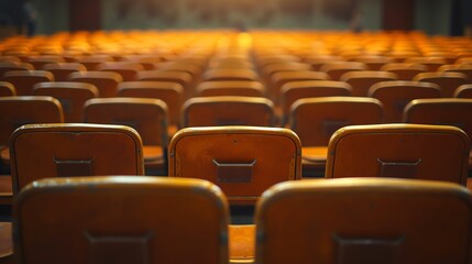 Array of Vacant Chairs in the School Auditorium
