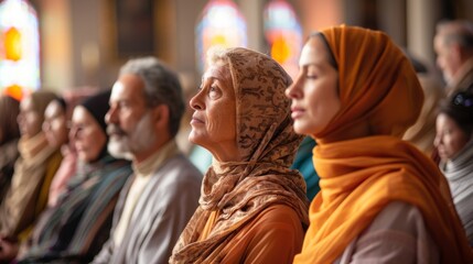 Naklejka premium A diverse religious congregation coming together for a shared spiritual experience
