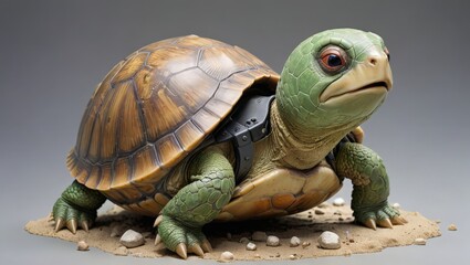 Obraz premium Turtle with a Leather Harness