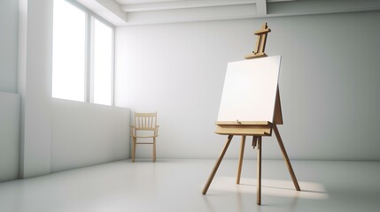 Blank Canvas on an Easel in a Minimalist Room