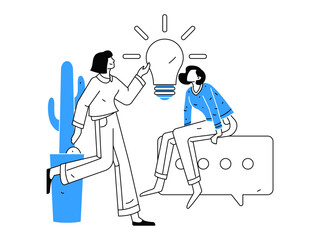 Flat vector illustration of business people operating work scene
