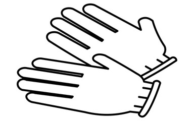 Simple line drawing of emergency kit, white work gloves, isometric illustration