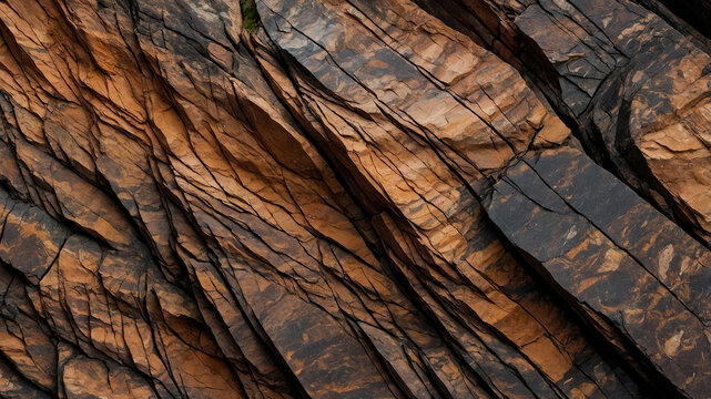 Cliff rock face texture background, Abstract Brown rock texturer wallpaper, Cracked and grunge stone pattern