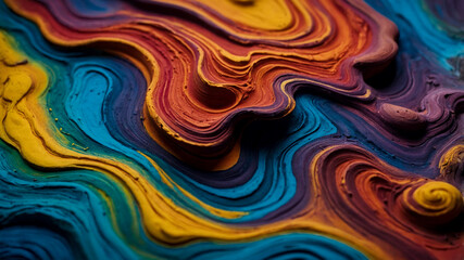 Colorful clay pattern background, Abstract swirl art with vibrant colors