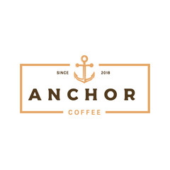 Anchor coffee vintage stamp marine and sailor cafe beach logo design inspiration