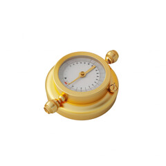 High-quality image of a gold pressure gauge isolated on white background. Ideal for industrial, engineering, and measurement concepts.
