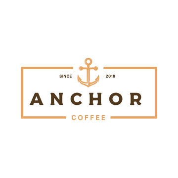 Anchor coffee vintage stamp marine and sailor cafe beach logo design inspiration