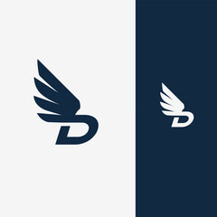 Fototapeta premium Initial D wing for sporty fast design logo vector template 