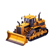Fototapeta premium High-quality image of a yellow bulldozer isolated on a transparent background, perfect for construction projects and heavy machinery themes.