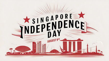 A modern illustration of Singapore National Day celebration social media post background and poster design