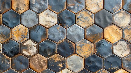 Stunning ceramic tiles in a hexagonal honeycomb pattern, showcasing detailed artistry and beautiful design