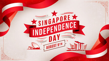 A modern illustration of Singapore National Day celebration social media post background and poster design