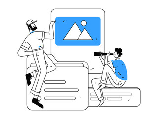 Flat vector illustration of business people operating work scene
