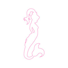 Outline Mermaid Shilouette Illustration