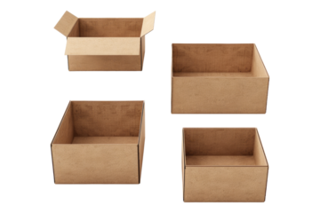 Cardboard containers isolated on transparent background